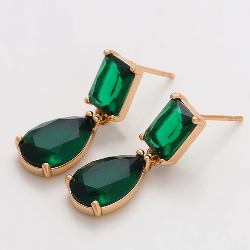 Pendientes de Aleación Bañado en Oro con Cristal Emporia® Verde