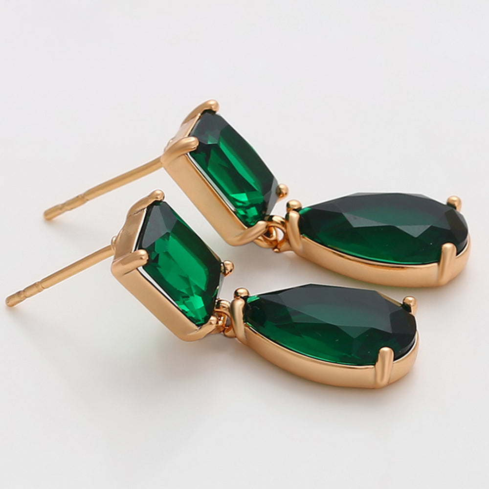 Pendientes de Aleación Bañado en Oro con Cristal Emporia® Verde