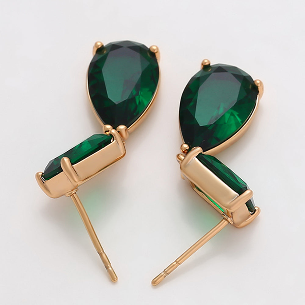 Pendientes de Aleación Bañado en Oro con Cristal Emporia® Verde