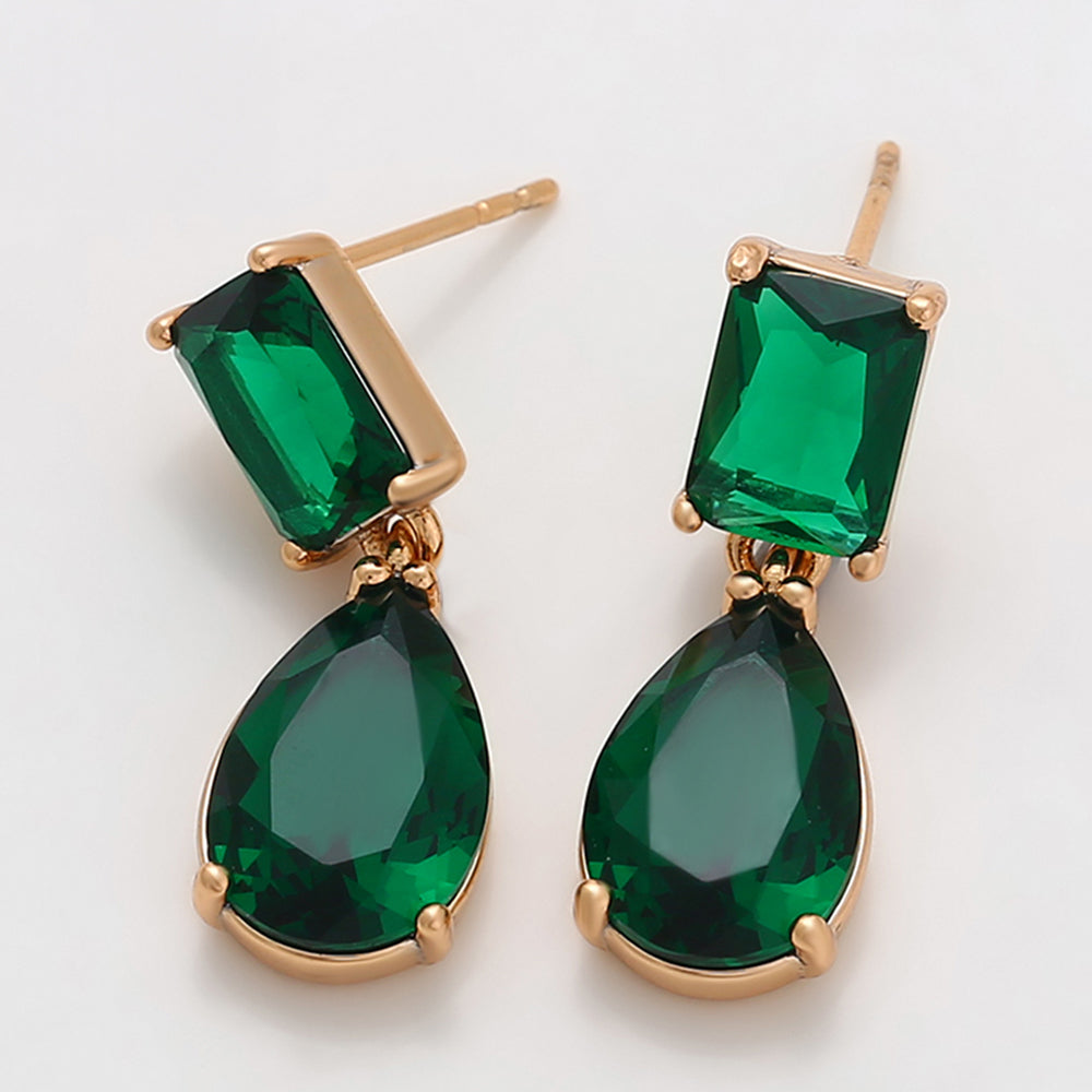 Pendientes de Aleación Bañado en Oro con Cristal Emporia® Verde