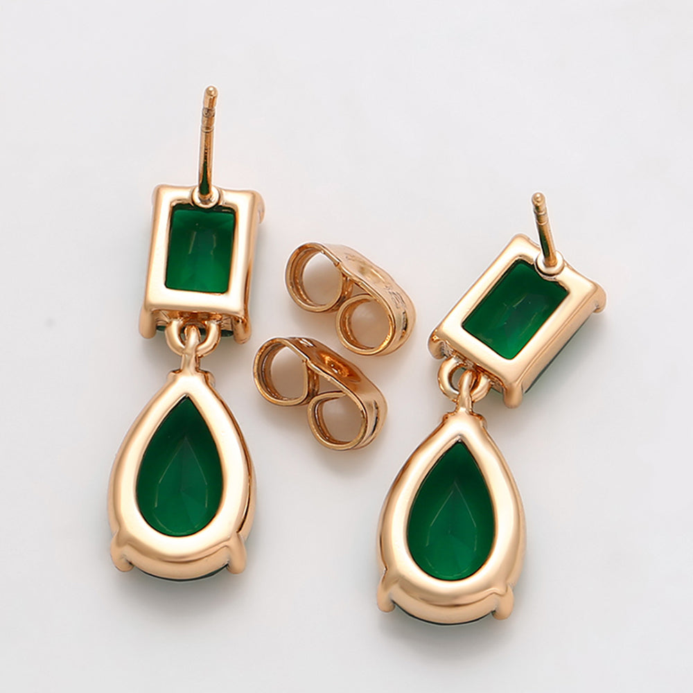 Pendientes de Aleación Bañado en Oro con Cristal Emporia® Verde