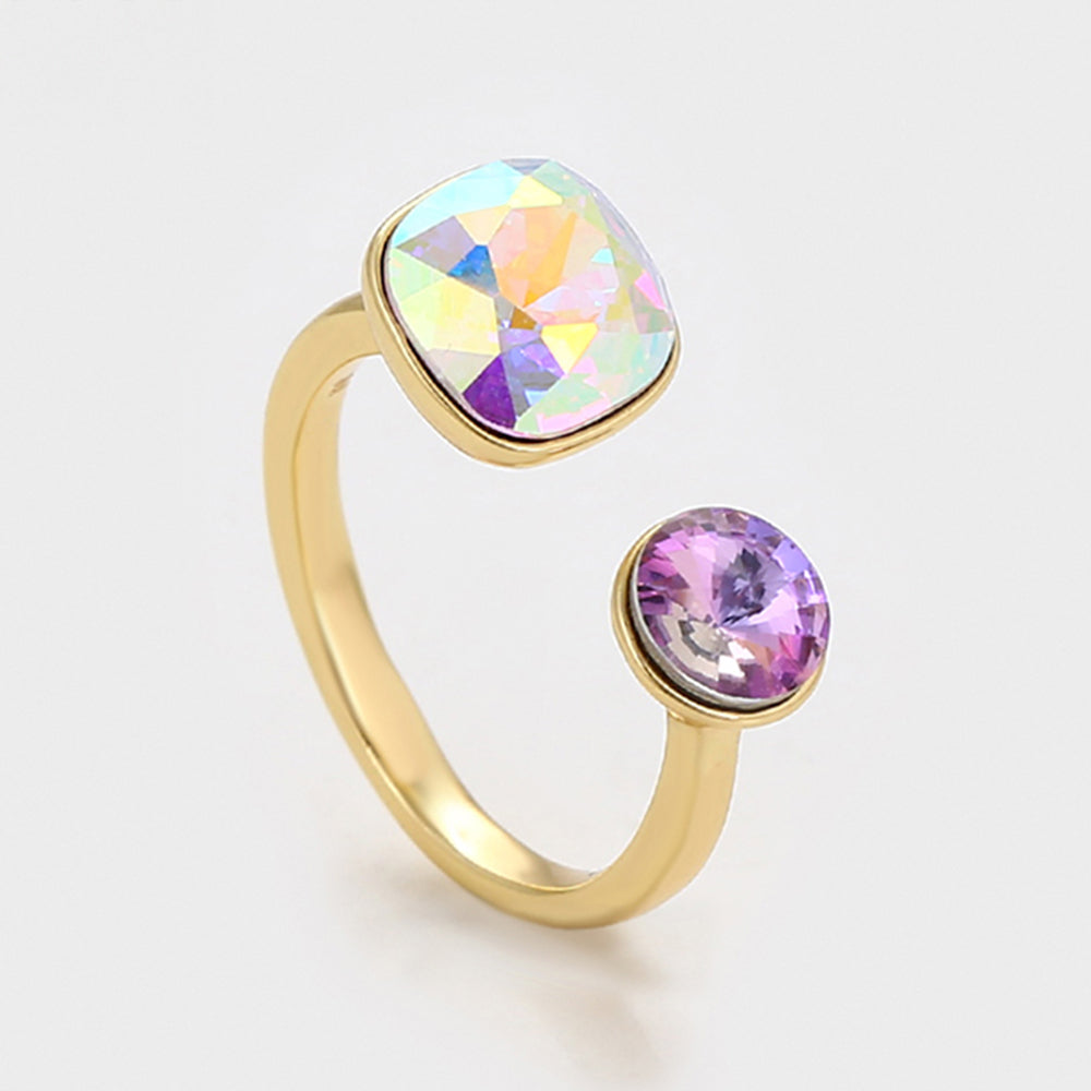 Anillo de Aleación Bañado en Oro con Cristal Emporia® Púrpura y Cristal Emporia® Blanco