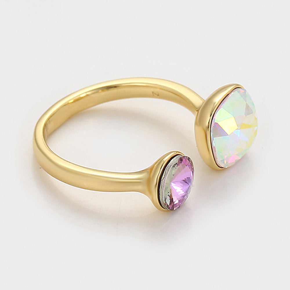 Anillo de Aleación Bañado en Oro con Cristal Emporia® Púrpura y Cristal Emporia® Blanco