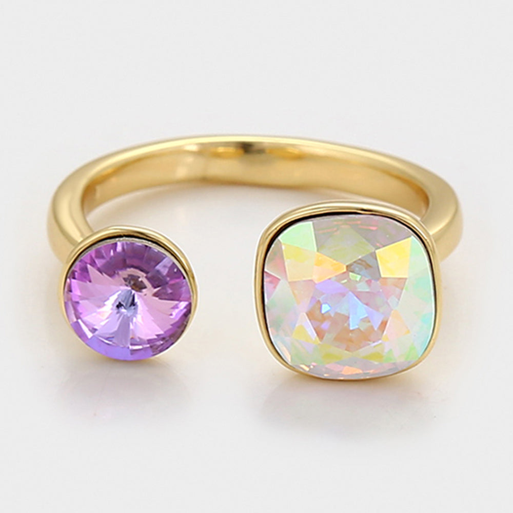 Anillo de Aleación Bañado en Oro con Cristal Emporia® Púrpura y Cristal Emporia® Blanco