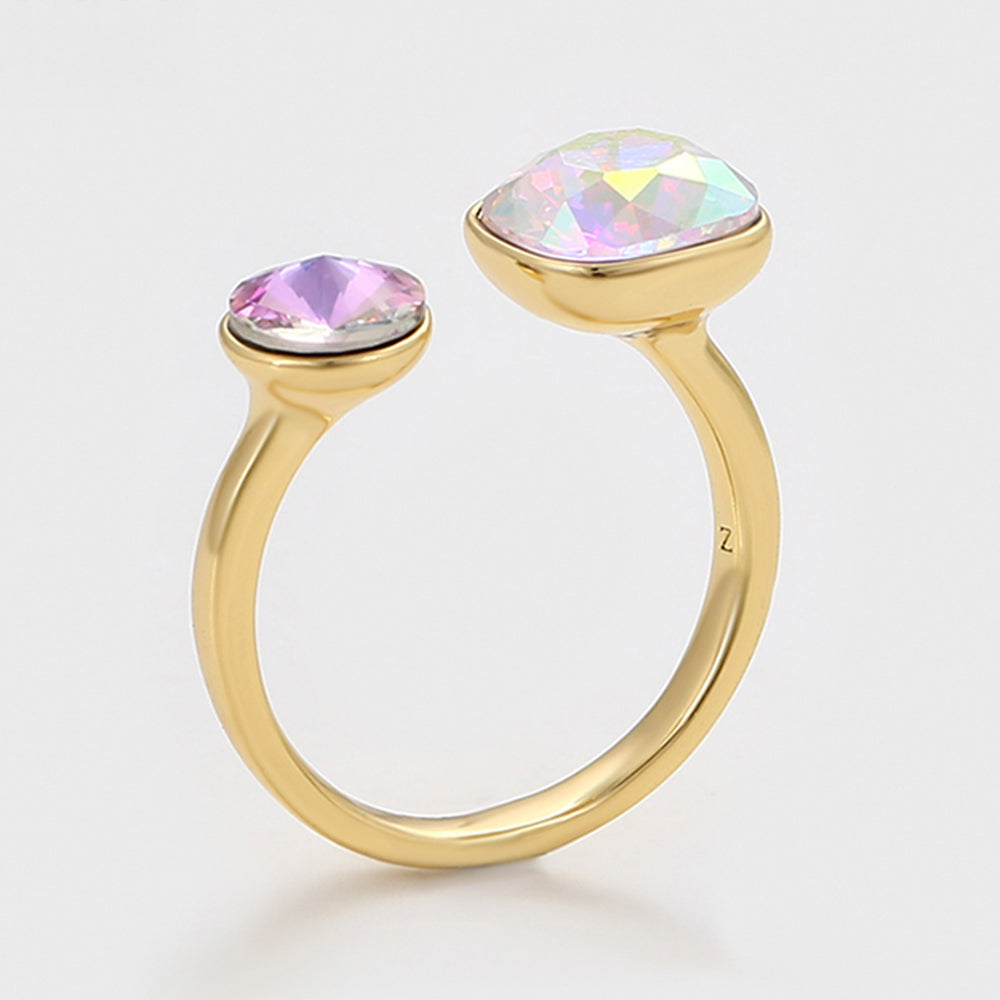 Anillo de Aleación Bañado en Oro con Cristal Emporia® Púrpura y Cristal Emporia® Blanco