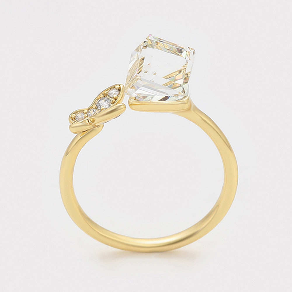 Anillo de Aleación Bañado en Oro con Cristal Emporia® Blanco