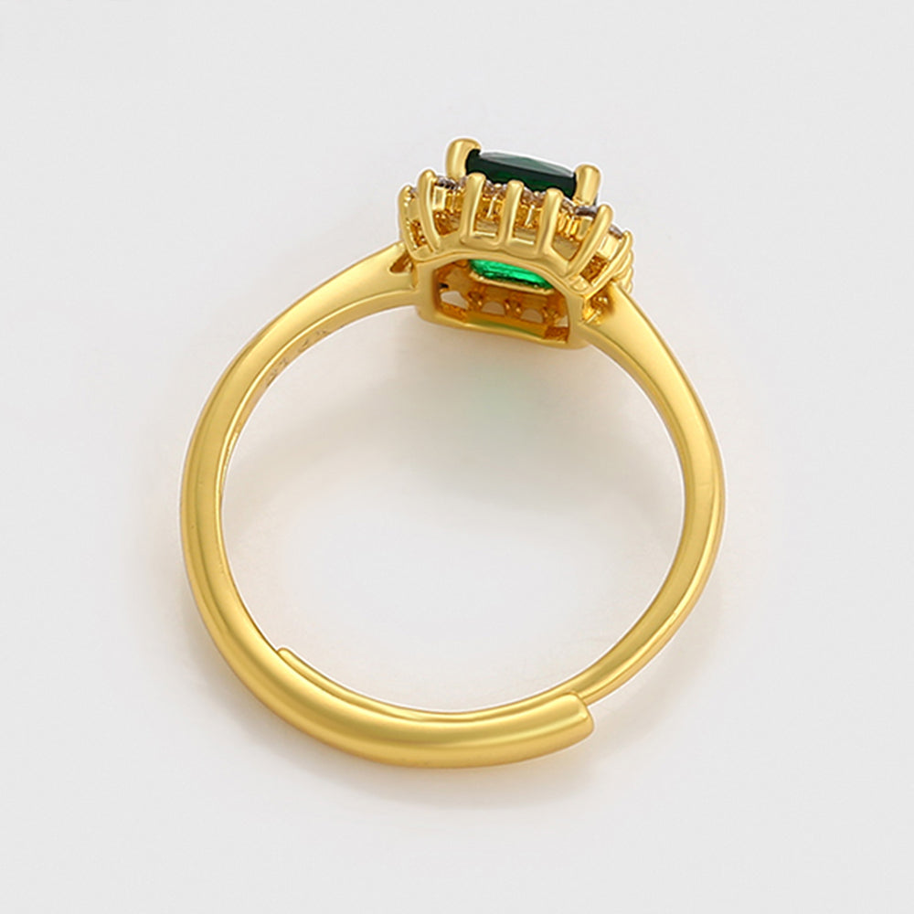 Anillo de Aleación Bañado en Oro con Cristal Emporia® Verde y Cristal Emporia® Blanco