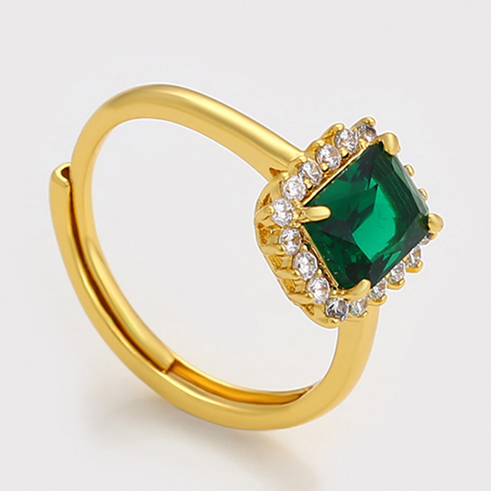 Anillo de Aleación Bañado en Oro con Cristal Emporia® Verde y Cristal Emporia® Blanco