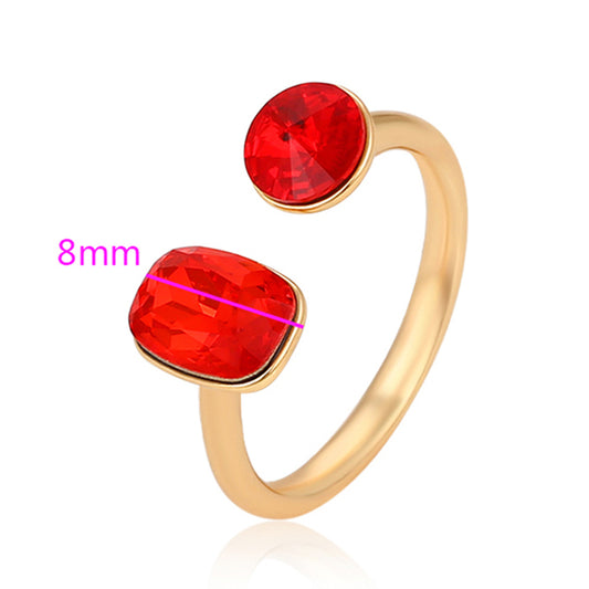 Anillo de Aleación Bañado en Oro con Cristal Emporia® Rojo