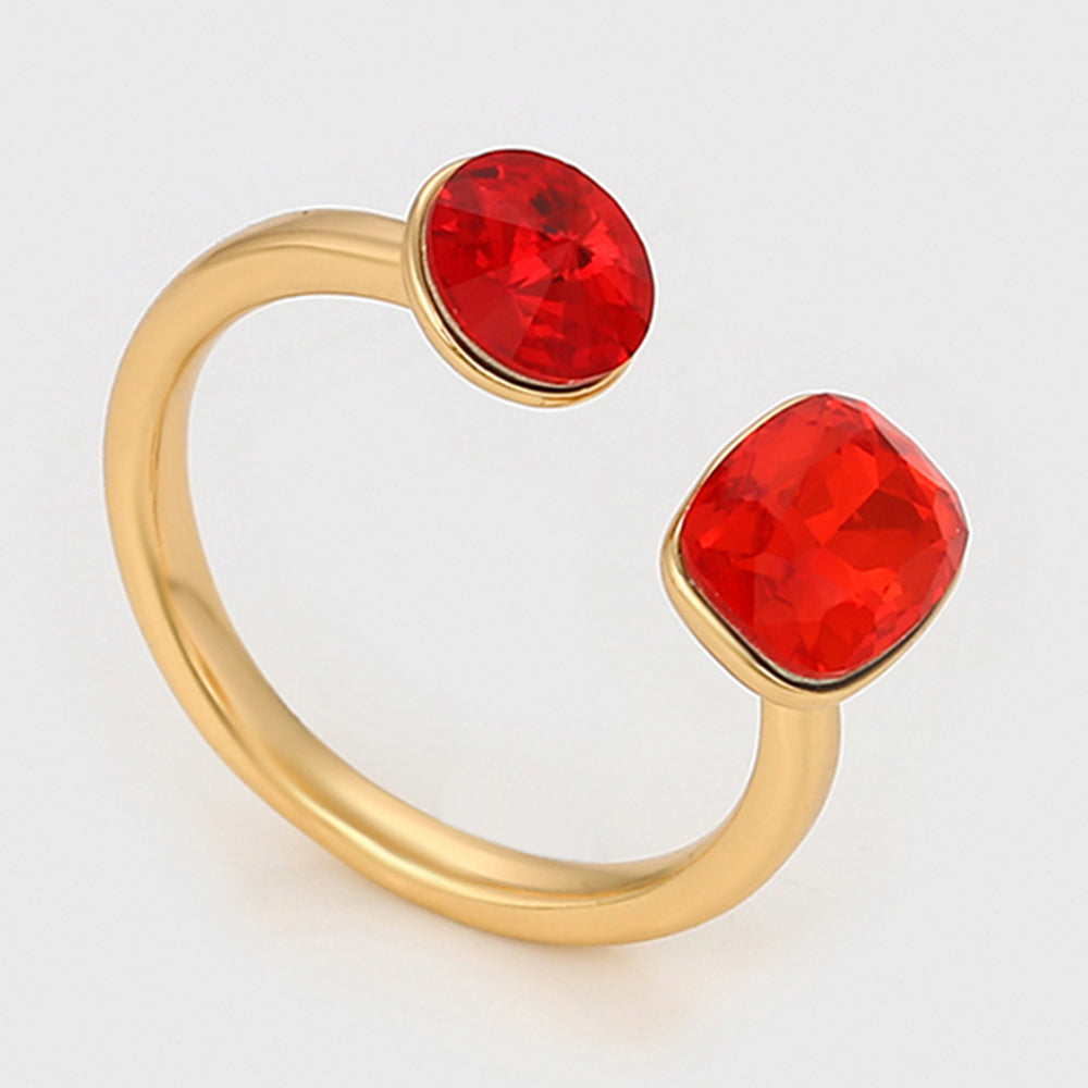 Anillo de Aleación Bañado en Oro con Cristal Emporia® Rojo