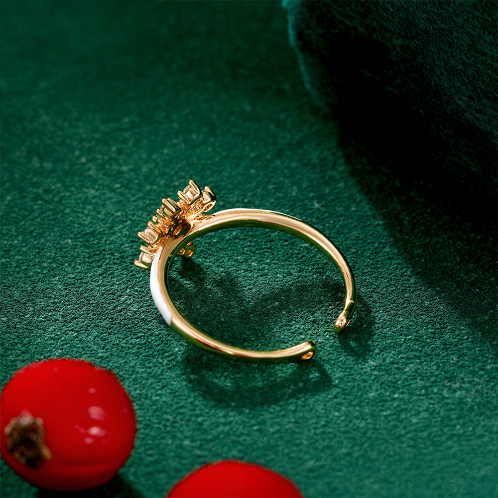 Anillo de Aleación Bañado en Oro con Cristal Emporia® Blanco y Esmalte