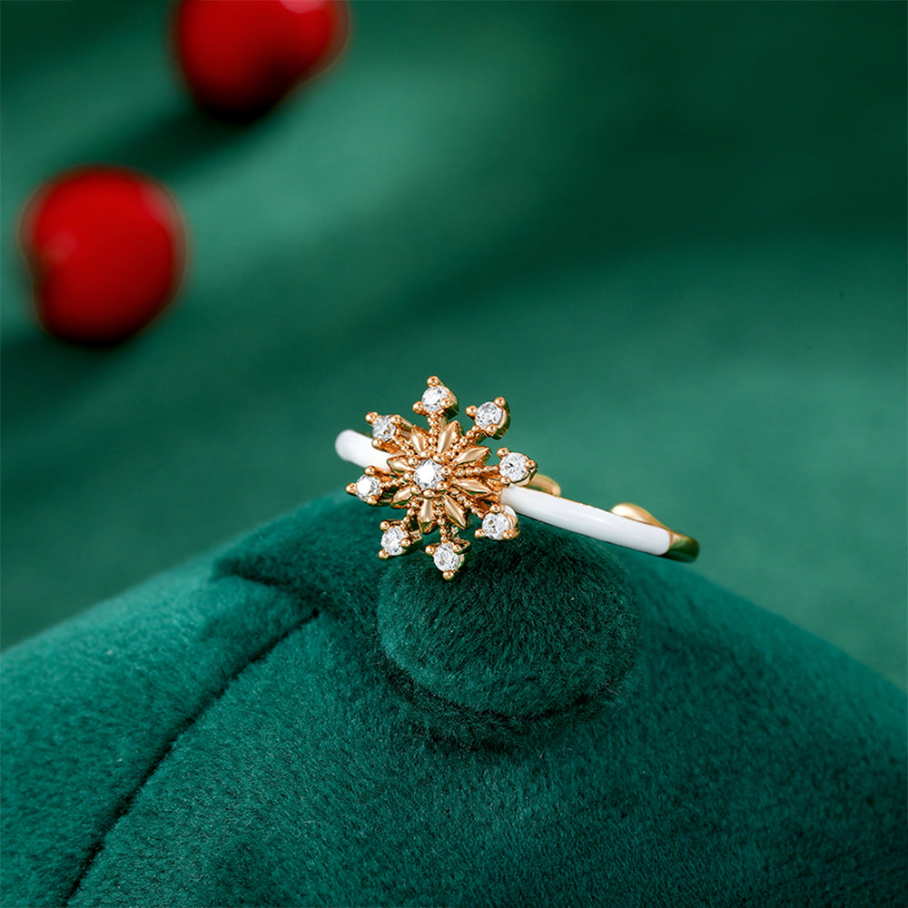Anillo de Aleación Bañado en Oro con Cristal Emporia® Blanco y Esmalte