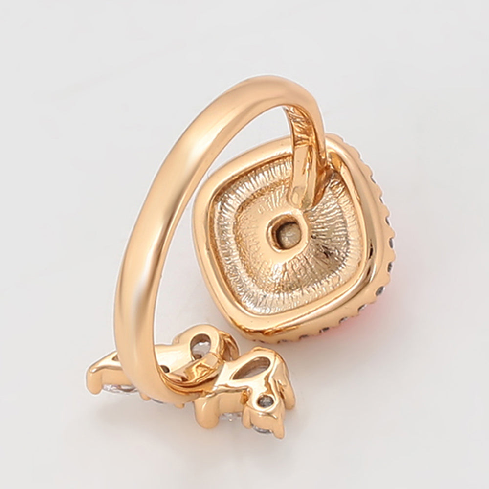 Anillo de Aleación Bañado en Oro con Cristal Emporia® Rojo y Cristal Emporia® Blanco