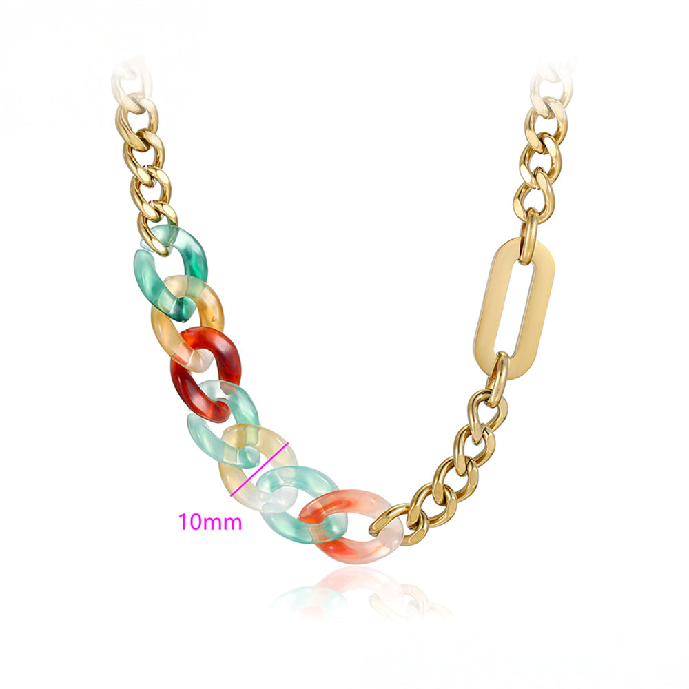 Collar de Aleación Bañado en Oro con Cristal Emporia® Rojo y Cristal Emporia® Azul