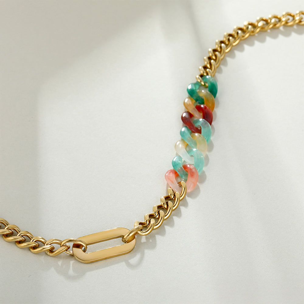 Collar de Aleación Bañado en Oro con Cristal Emporia® Rojo y Cristal Emporia® Azul