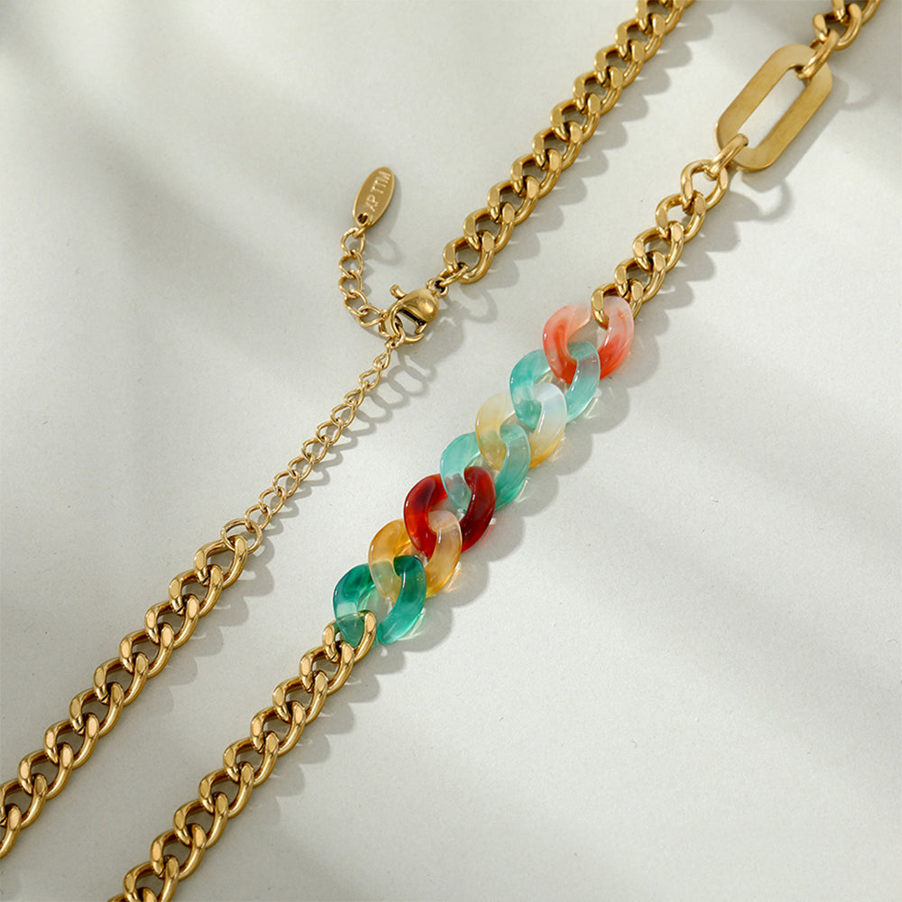 Collar de Aleación Bañado en Oro con Cristal Emporia® Rojo y Cristal Emporia® Azul
