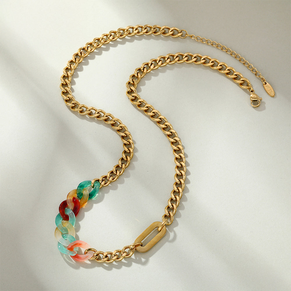 Collar de Aleación Bañado en Oro con Cristal Emporia® Rojo y Cristal Emporia® Azul