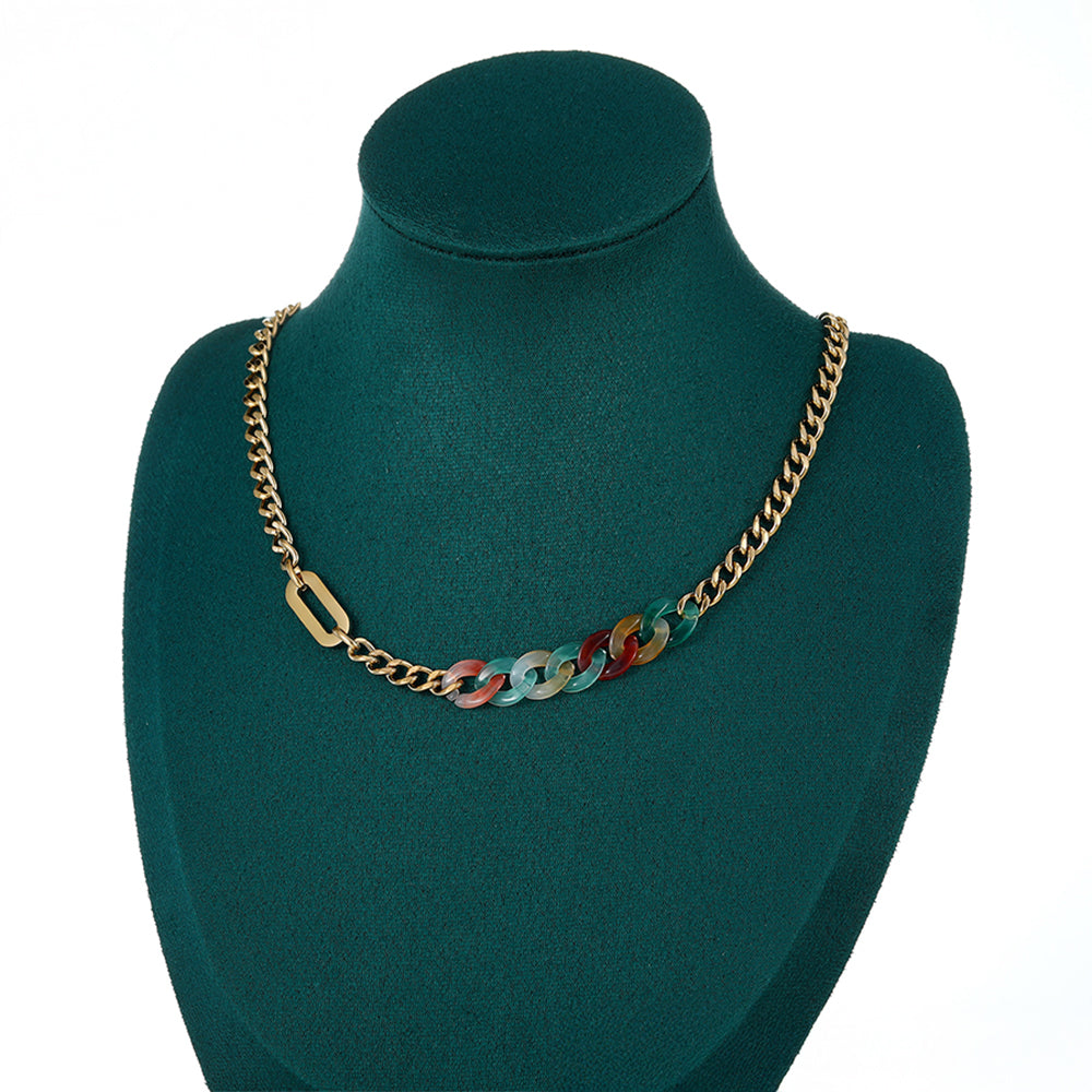 Collar de Aleación Bañado en Oro con Cristal Emporia® Rojo y Cristal Emporia® Azul
