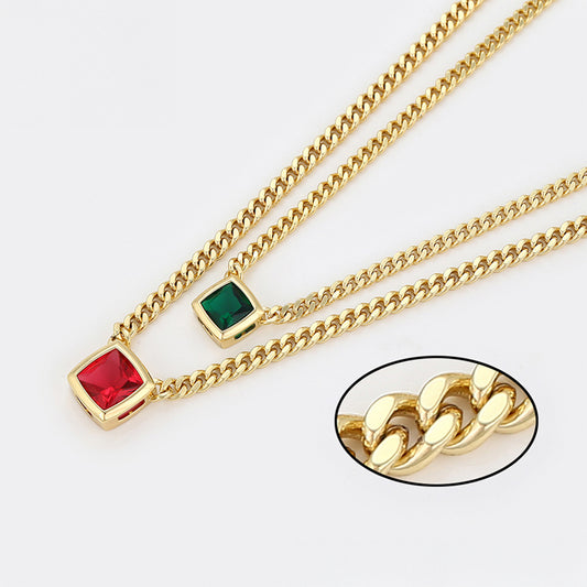 Collar de Aleación Bañado en Oro con Cristal Emporia® Rojo y Cristal Emporia® Verde