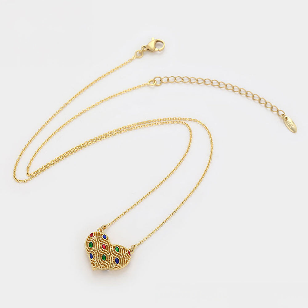 Collar de Aleación Bañado en Oro con Cristal Emporia® Rojo y Cristal Emporia® Verde