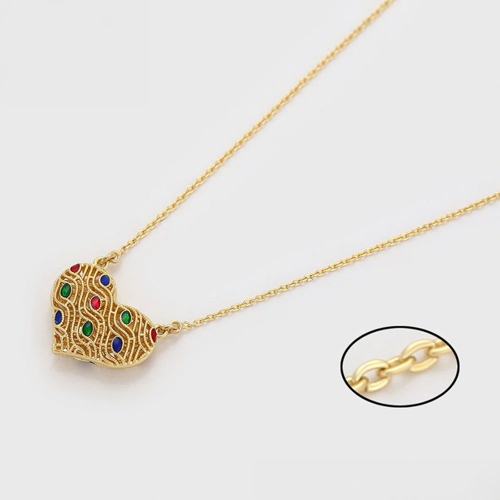Collar de Aleación Bañado en Oro con Cristal Emporia® Rojo y Cristal Emporia® Verde