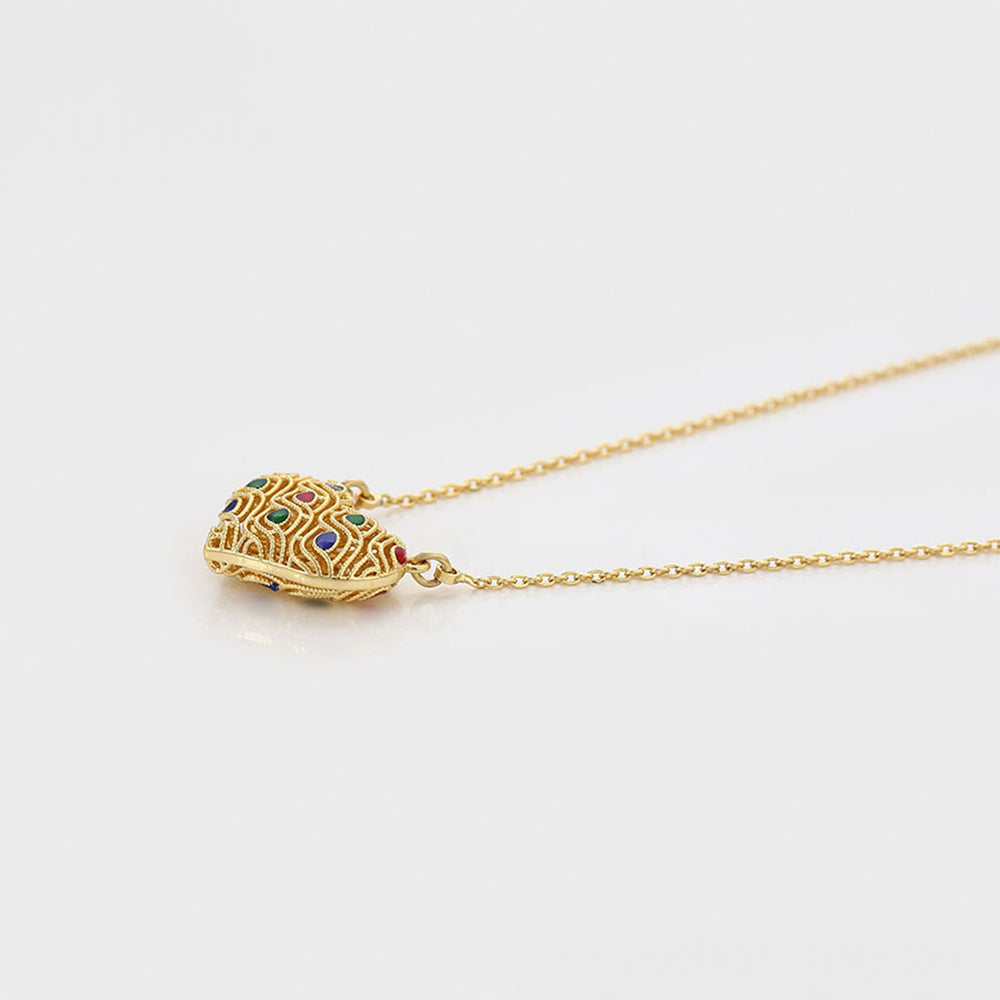 Collar de Aleación Bañado en Oro con Cristal Emporia® Rojo y Cristal Emporia® Verde