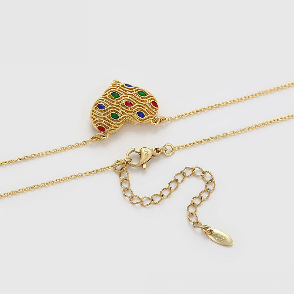 Collar de Aleación Bañado en Oro con Cristal Emporia® Rojo y Cristal Emporia® Verde