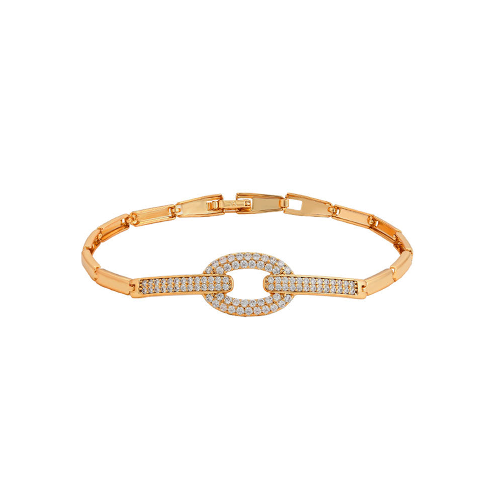 Pulsera de Aleación Bañado en Oro con Cristal Emporia® Blanco