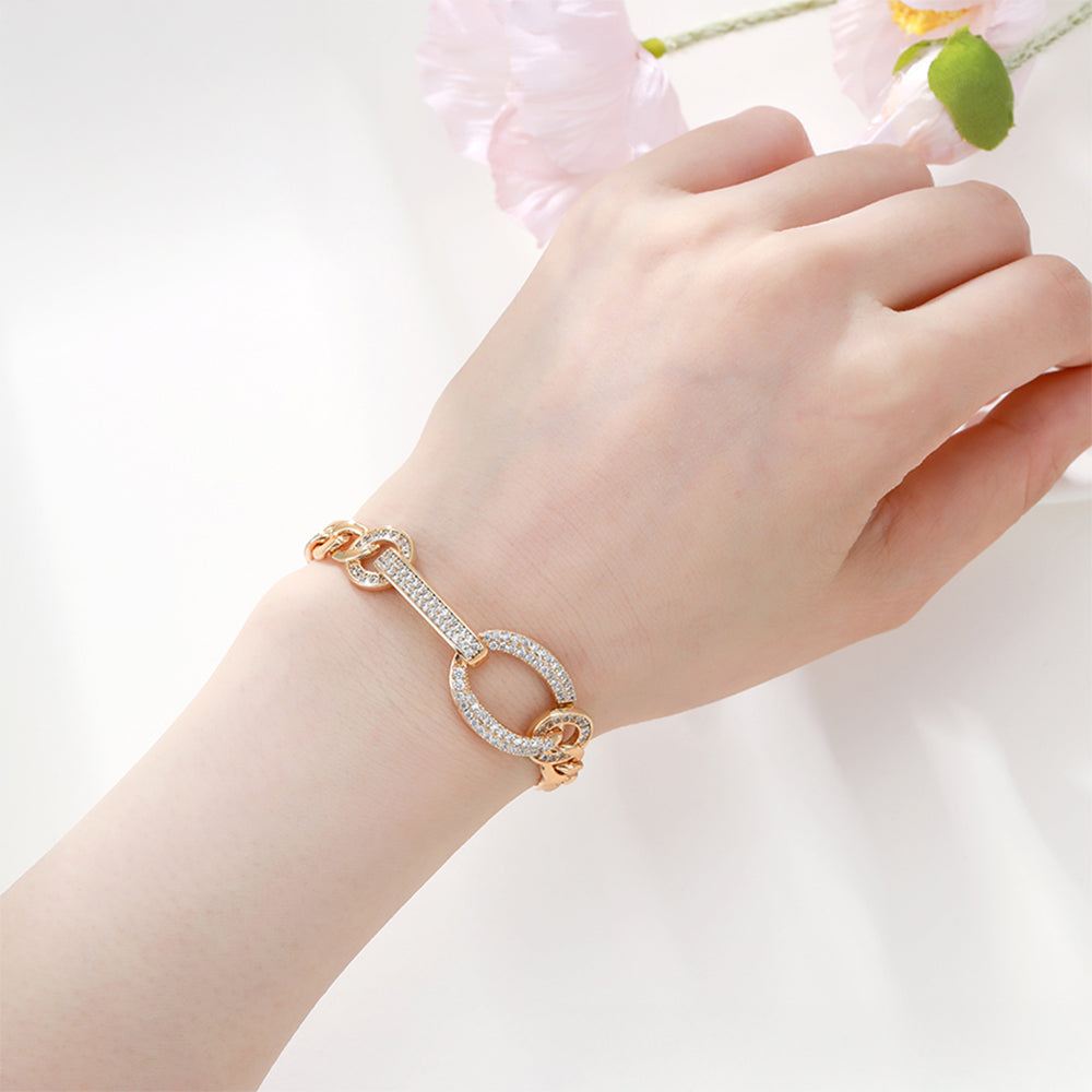 Pulsera de Aleación Bañado en Oro con Cristal Emporia® Blanco