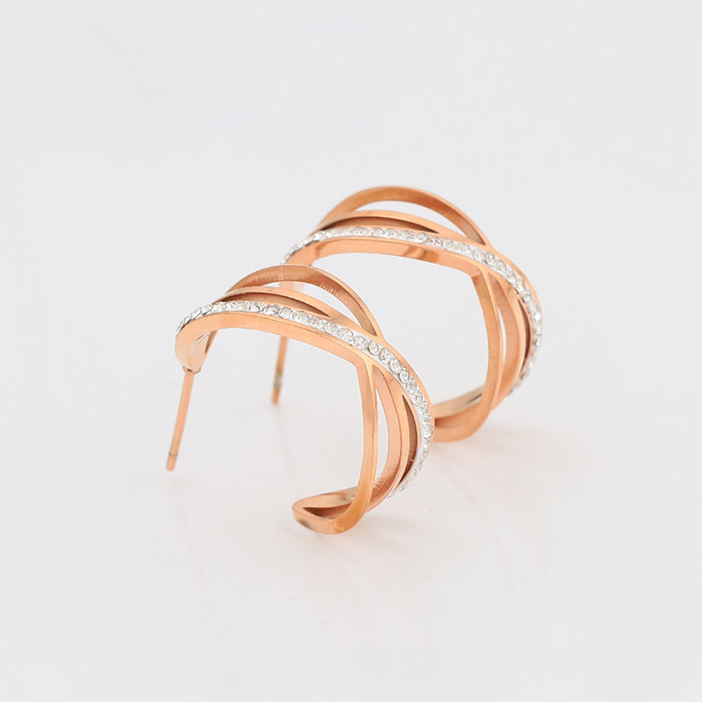 Pendientes de Aleación Bañado en Oro con Cristal Emporia® Blanco