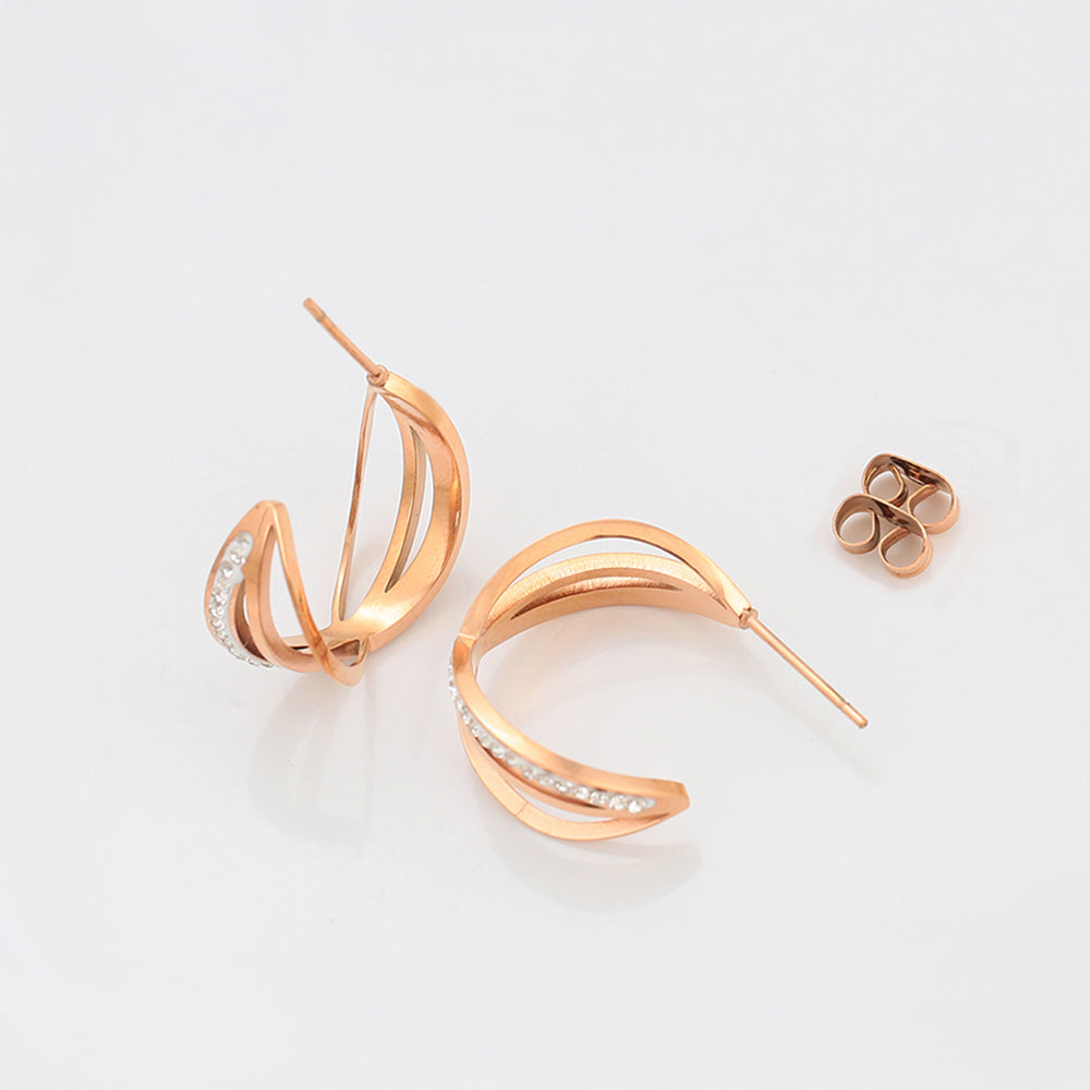 Pendientes de Aleación Bañado en Oro con Cristal Emporia® Blanco