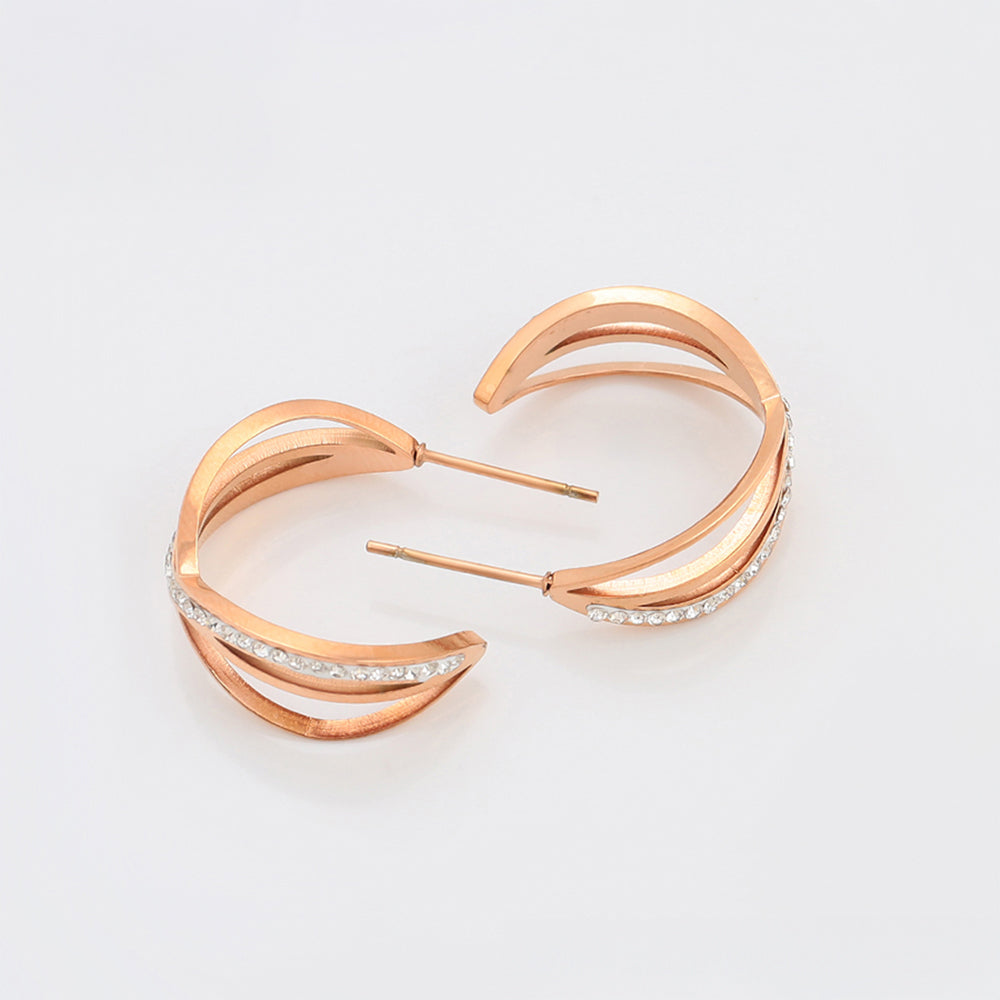 Pendientes de Aleación Bañado en Oro con Cristal Emporia® Blanco