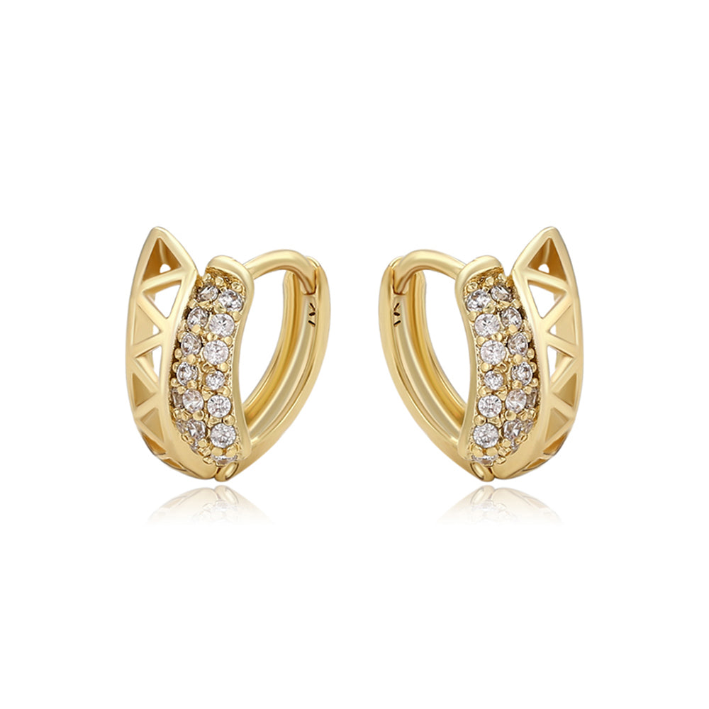 Pendientes de Aleación Bañado en Oro con Cristal Emporia® Blanco