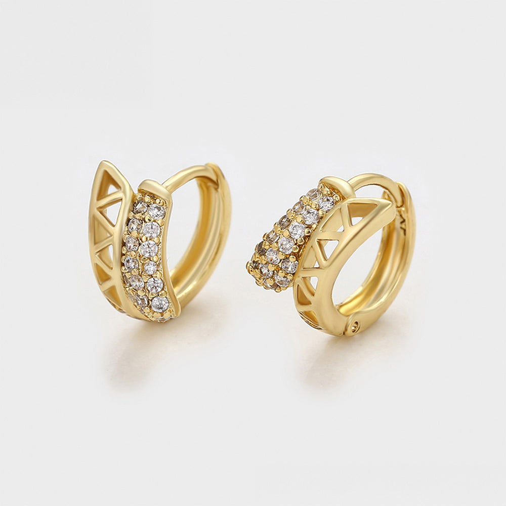 Pendientes de Aleación Bañado en Oro con Cristal Emporia® Blanco