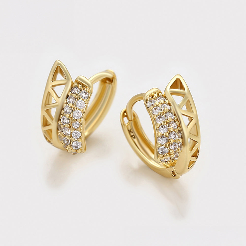 Pendientes de Aleación Bañado en Oro con Cristal Emporia® Blanco