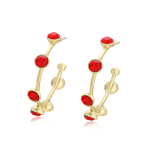 Pendientes de Aleación Bañado en Oro con Cristal Emporia® Rojo