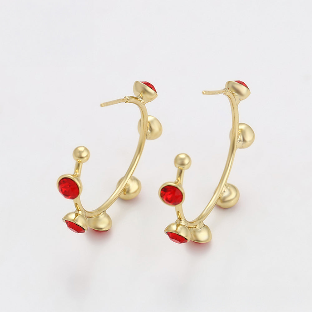 Pendientes de Aleación Bañado en Oro con Cristal Emporia® Rojo