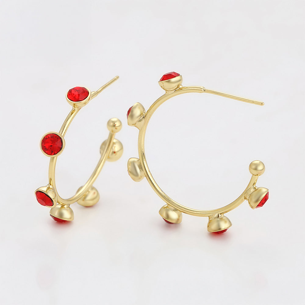 Pendientes de Aleación Bañado en Oro con Cristal Emporia® Rojo