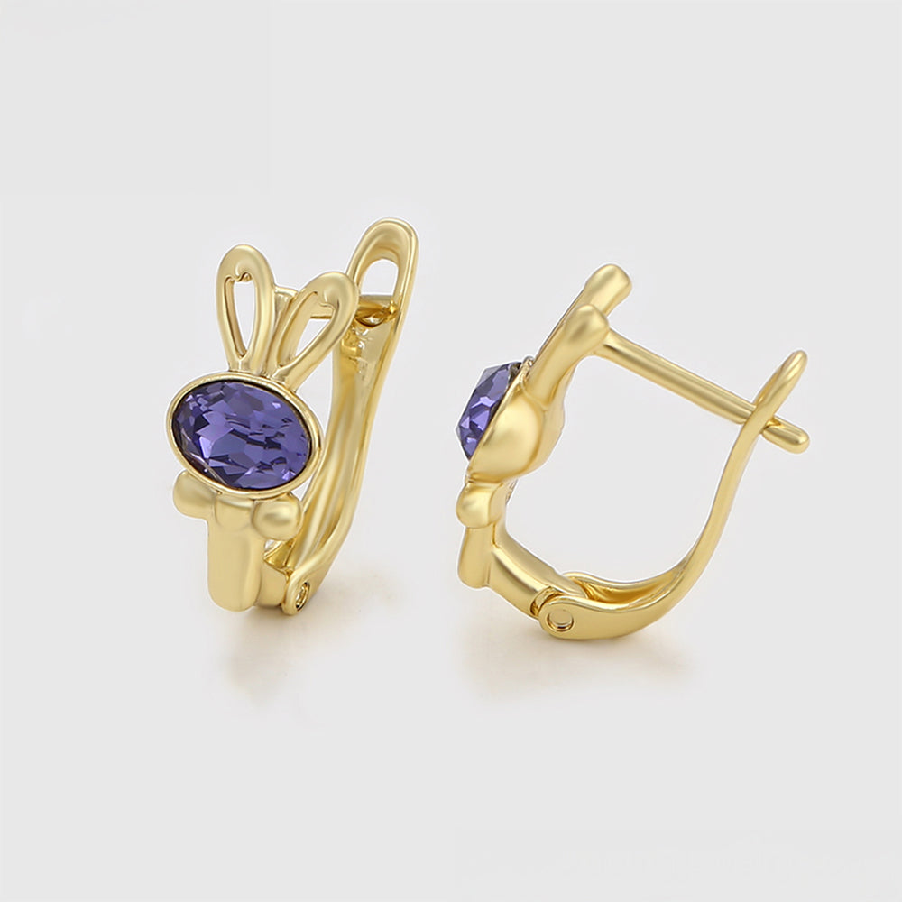 Pendientes de Aleación Bañado en Oro con Cristal Emporia® Púrpura