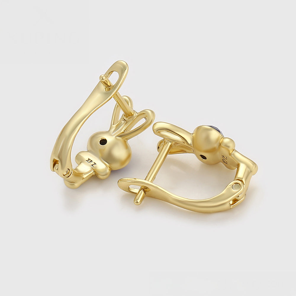 Pendientes de Aleación Bañado en Oro con Cristal Emporia® Púrpura