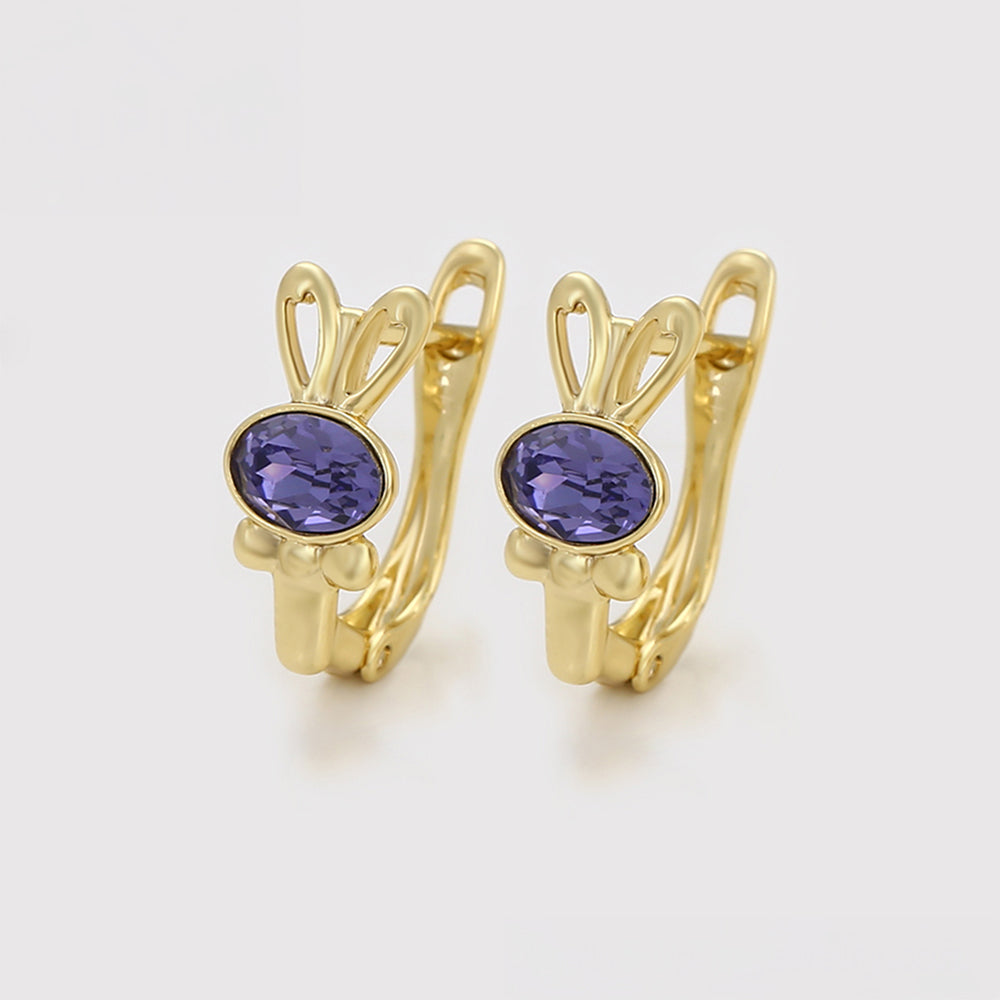 Pendientes de Aleación Bañado en Oro con Cristal Emporia® Púrpura
