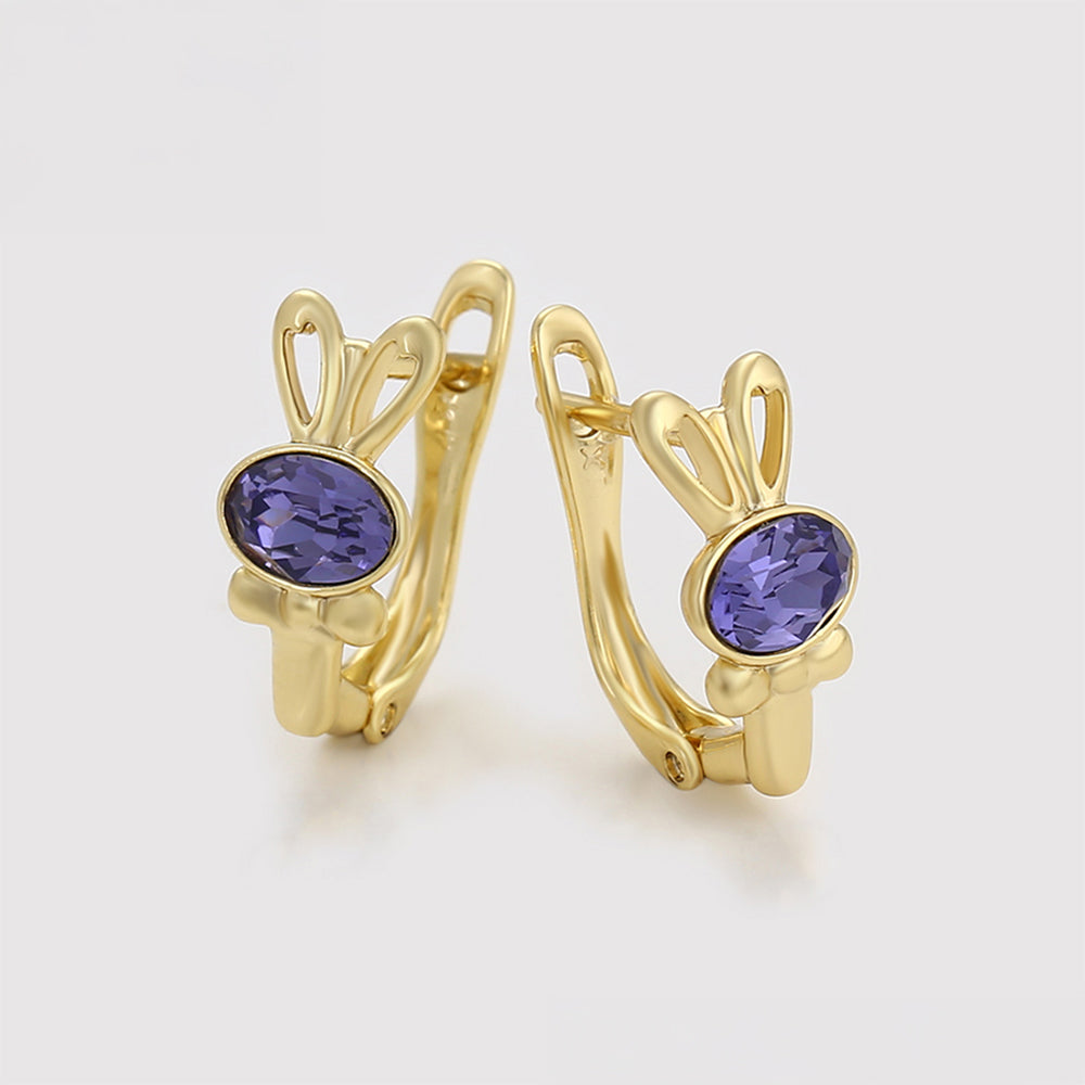 Pendientes de Aleación Bañado en Oro con Cristal Emporia® Púrpura