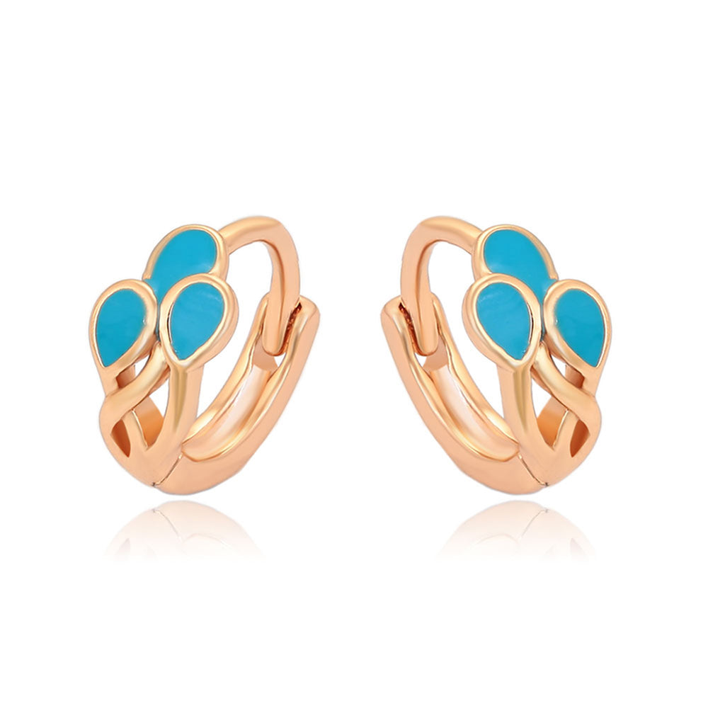 Pendientes de Aleación Bañado en Oro con Cristal Emporia® Azul