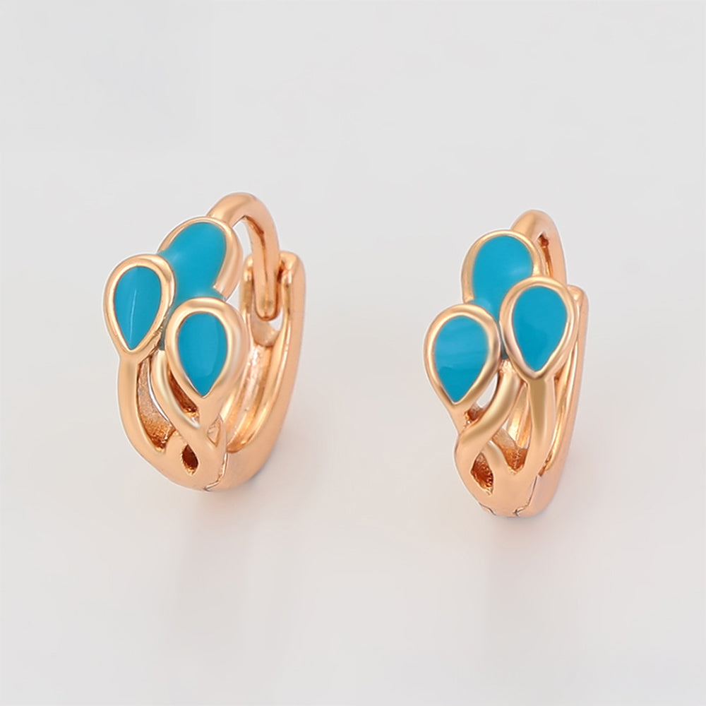 Pendientes de Aleación Bañado en Oro con Cristal Emporia® Azul