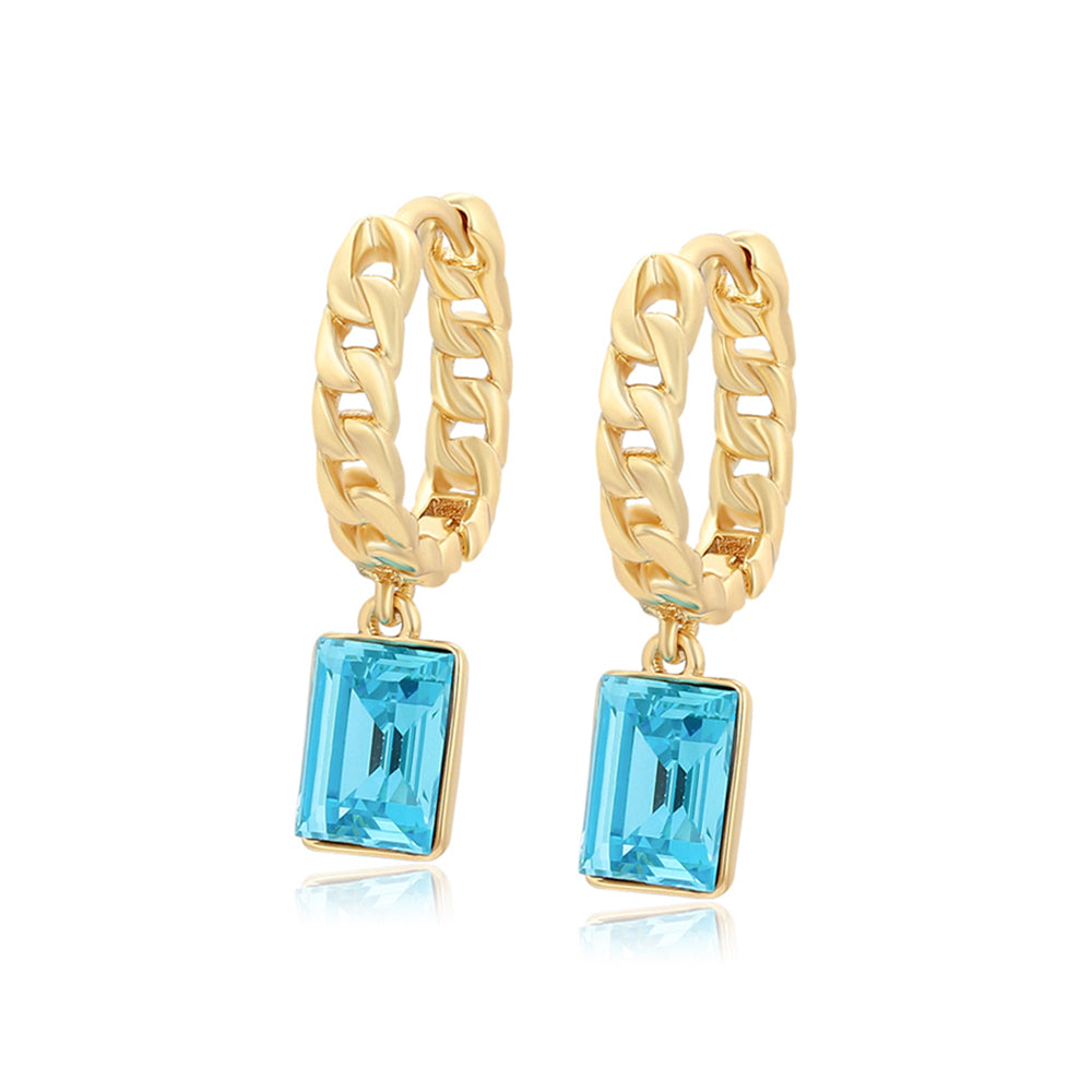 Pendientes de Aleación Bañado en Oro con Cristal Emporia® Azul