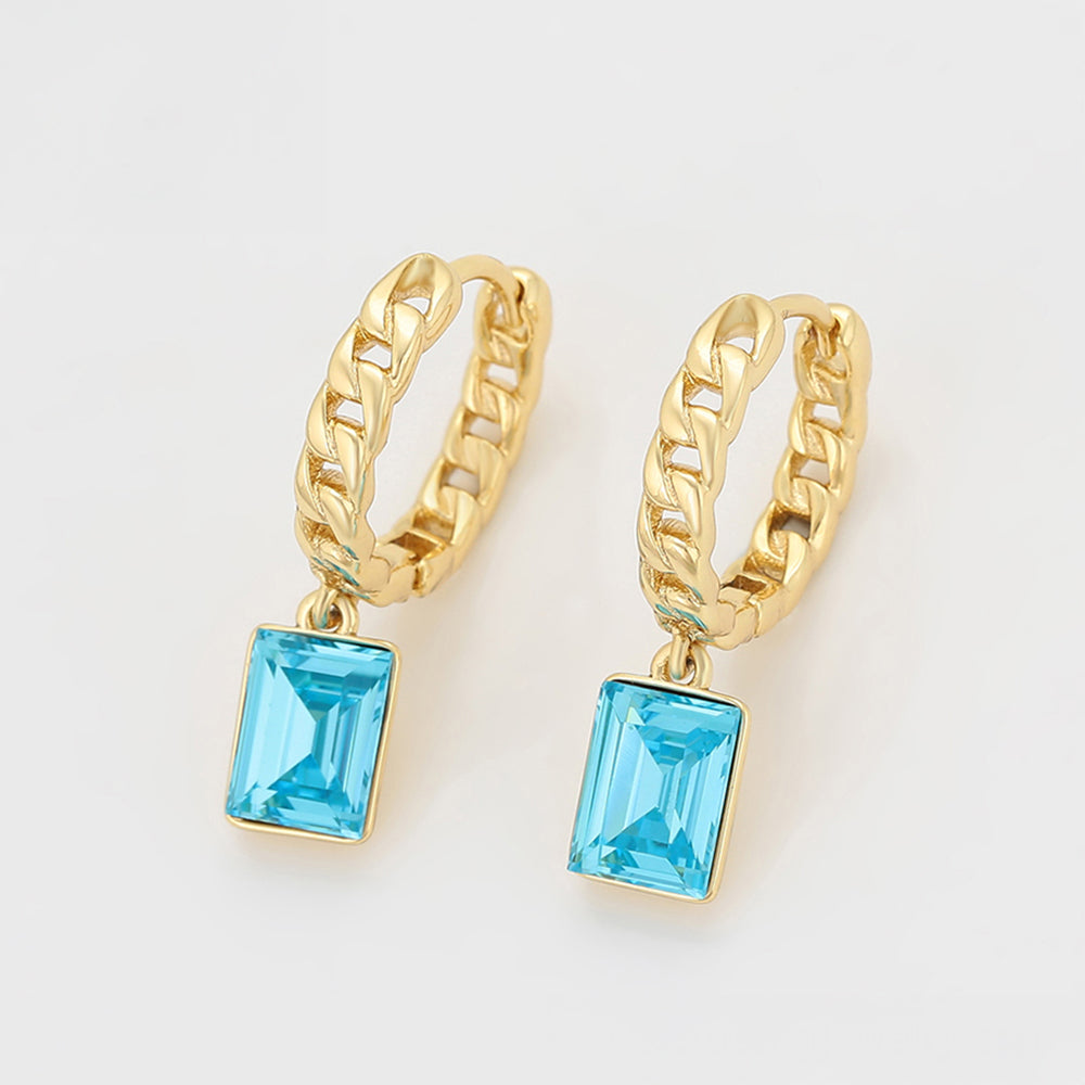Pendientes de Aleación Bañado en Oro con Cristal Emporia® Azul