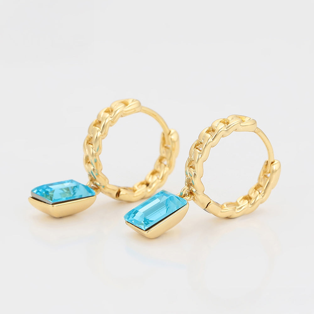 Pendientes de Aleación Bañado en Oro con Cristal Emporia® Azul