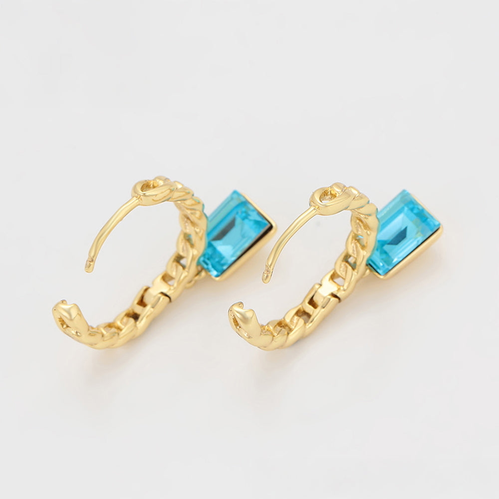 Pendientes de Aleación Bañado en Oro con Cristal Emporia® Azul