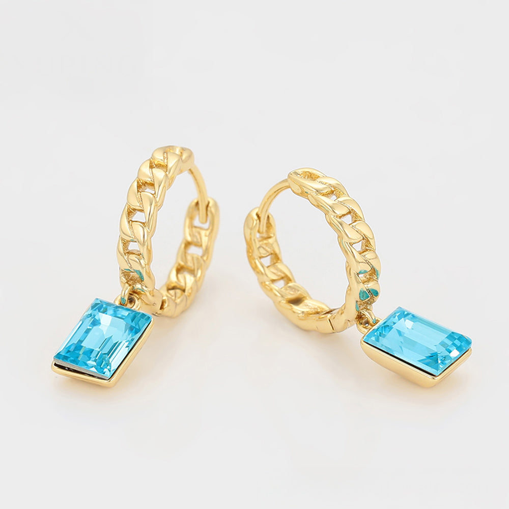 Pendientes de Aleación Bañado en Oro con Cristal Emporia® Azul