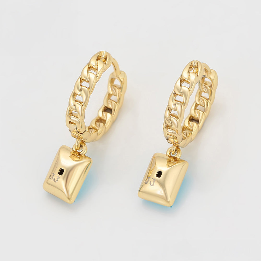 Pendientes de Aleación Bañado en Oro con Cristal Emporia® Azul